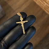 Dije Cristo Cruz 1.25gr / 3.6cm Baston Atornillado Oro Amarillo