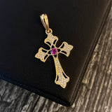 Dije Cruz Trinidad 3.55gr / 4cm Circones Blancos Fucsia Oro Amarillo (oferta)