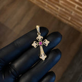 Dije Cruz Trinidad 3.55gr / 4cm Circones Blancos Fucsia Oro Amarillo (oferta)