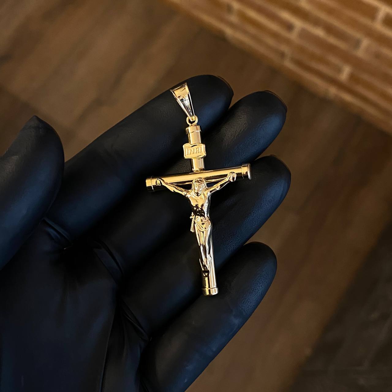 Dije Cristo Cruz 2.8gr / 5.7cm Baston Oro Amarillo