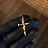 Dije Cristo Cruz 1.29gr / 3.3cm Soplado Oro Amarillo*