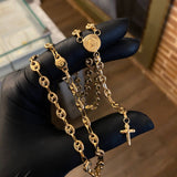 Rosario Virgen Milagrosa 14.6gr / 60cm Tornillo Marino Diamantado Oro Amarillo