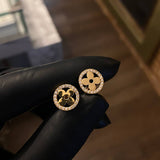 Topos Flor LV 3.1gr Circones Blancos Broche Mariposa Oro Amarillo (Oferta)