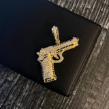 Dije Pistola 11.3gr / 4.4cm Circones Blancos Negros Oro Amarillo