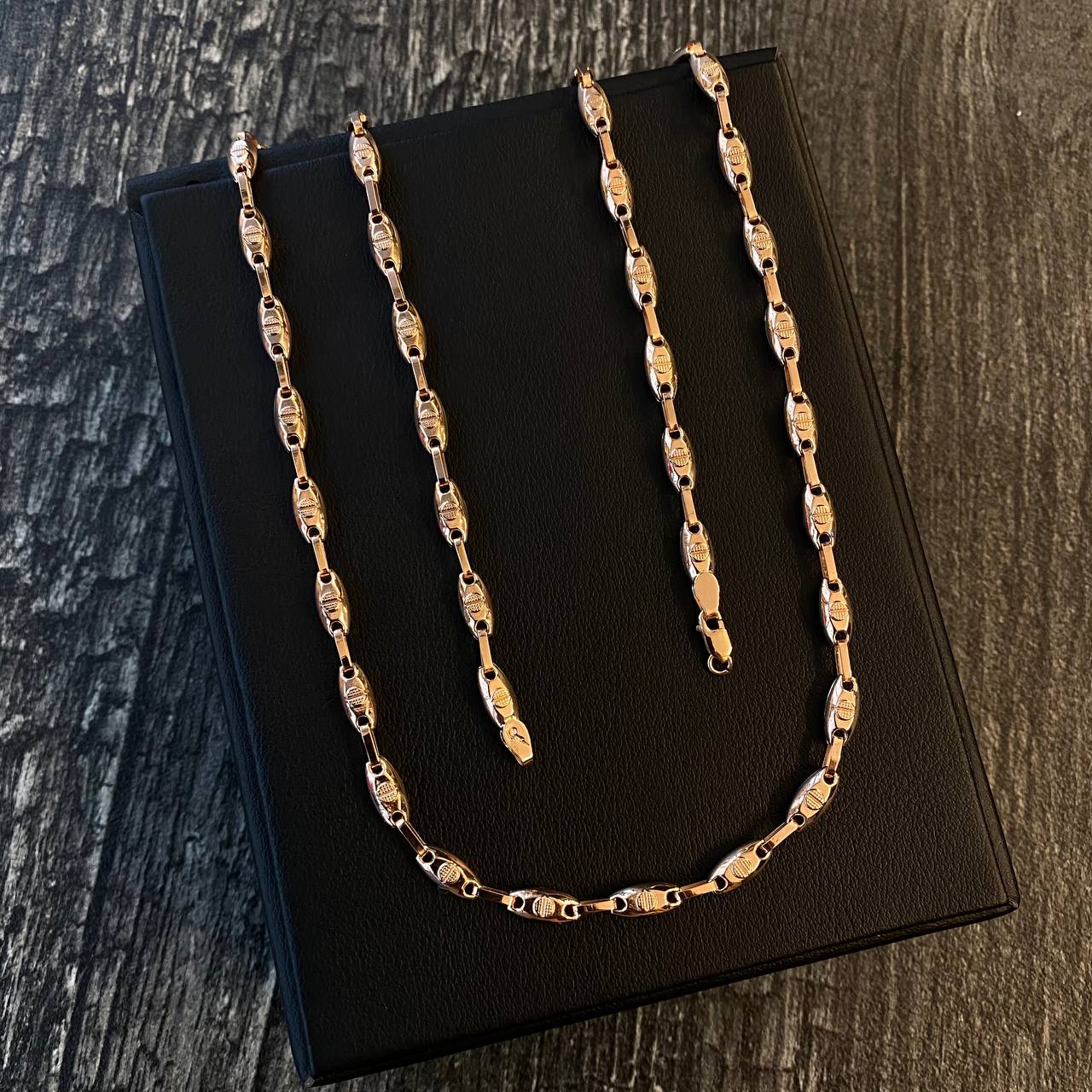 Cadena Rustica 12.85gr / 60cm / 4.5mm Pastilla Oro Rosa
