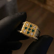 Anillo Cruz 6.35gr T8 1/4 Circones Verdes Blancos Oro Amarillo