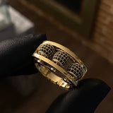 Anillo Bolas de Fuego 9.25gr T9 1/2 Circones Negros Oro Amarillo*