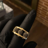 Anillo Bolas de Fuego 9.25gr T9 1/2 Circones Negros Oro Amarillo*