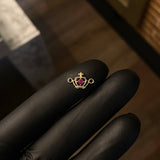 Herraje Corona Real 0.4gr / 1.3cm Circon Fuscia Oro Amarillo
