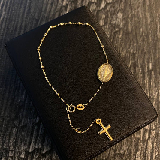 Pulso Denario Virgen Milagrosa 2.2gr /16cm-18cm Oro Amarillo +4 (Oferta)