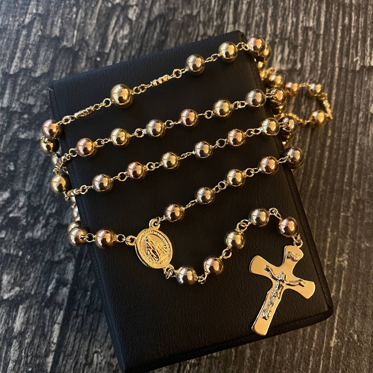 Rosario Virgen Milagrosa 22.15gr / 65cm Bola 6-7mm Lisa Tres Oros