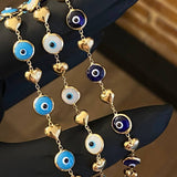 Pulso Ojo Turco Celeste Corazones 3.65gr / 19.5-18.5cm / Oro Amarillo +4