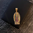 Dije Virgen de Guadalupe 10.8gr / 5cm Circones Verdes Fucsias Blancos Oro Amarillo