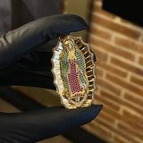 Dije Virgen de Guadalupe 17.45gr / 6.3cm Circones Verdes Fucsias Blancos Oro Amarillo