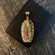 Dije Virgen de Guadalupe 17.45gr / 6.3cm Circones Verdes Fucsias Blancos Oro Amarillo