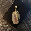 Dije Virgen de Guadalupe 17.3gr / 6.3cm Circones Verdes Fucsias Blancos Dos Oros Blanco Amarillo