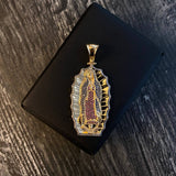 Dije Virgen de Guadalupe 16gr / 6.3cm Circones Azules Fucsias Blancos Dos Oros Blanco Amarillo