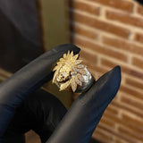Anillo Indio 10.25gr T10 Circones Blancos Oro Amarillo*