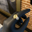 Anillo Sello Trinity 4.15gr T9 3/4 Circones Verdes Oro Amarillo*