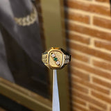 Anillo Sello Trinity 4.1gr / T11 1/4 Circones Blancos Verde Oro Amarillo*