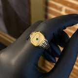 Anillo Sello Trinity 4.1gr / T11 1/4 Circones Blancos Verde Oro Amarillo*