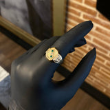 Anillo Sello Trinity 4.05gr T10 1/4 Circones Verdes Blanco Oro Amarillo*
