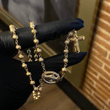 Rosario Virgen Milagrosa Troquelada 18.85gr / 60cm / 5mm Bolas Diamantadas Oro Amarillo*