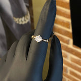Solitario  2.6gr T6 1/2 Anillo Circon Blanco Oro Amarillo*