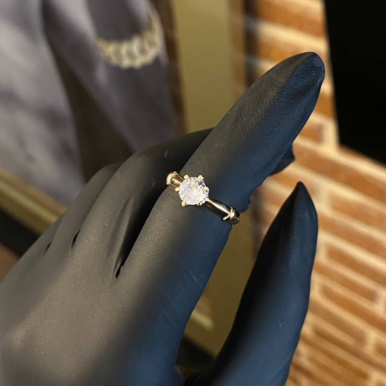 Solitario  2.6gr T6 1/2 Anillo Circon Blanco Oro Amarillo*