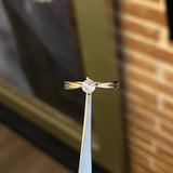 Solitario Olivo 1.4gr T5 1/2 Anillo Circon Blanco Oro Amarillo*