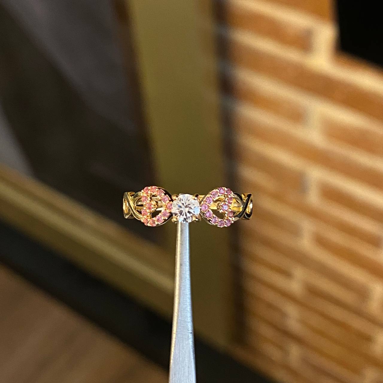 Solitario Infinito 2.4gr T6 1/2 Anillo Circon Blanco Circones Fucsia Oro Amarillo*
