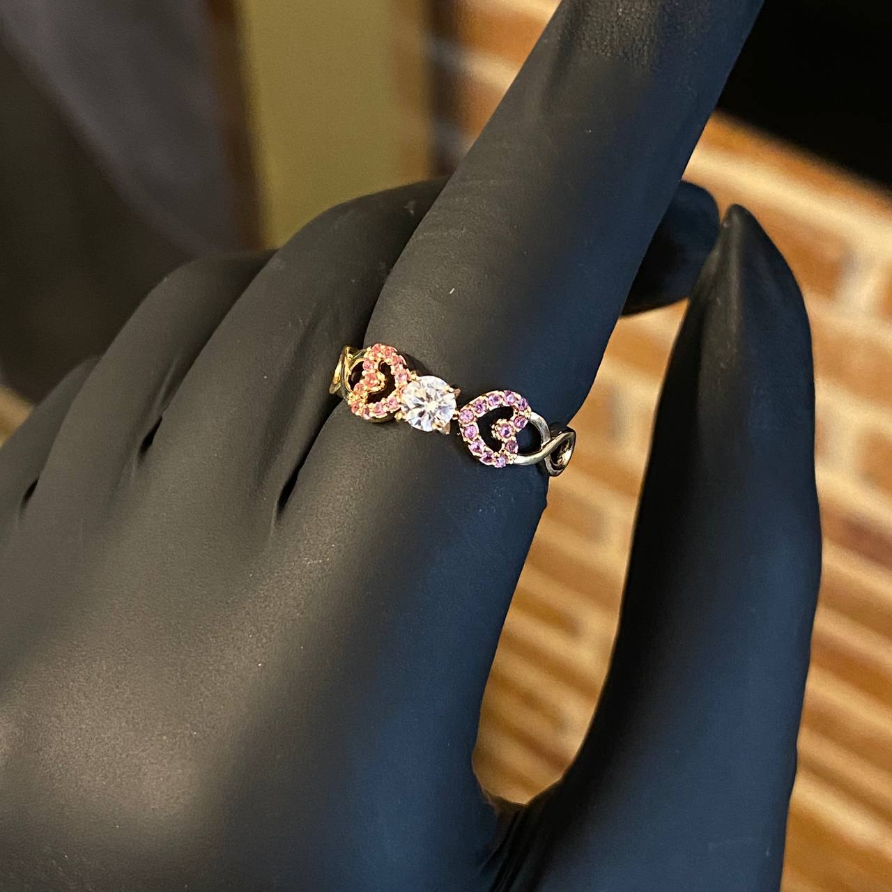 Solitario Infinito 2.4gr T6 1/2 Anillo Circon Blanco Circones Fucsia Oro Amarillo*