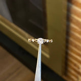 Solitario Corazones 1.2gr T5 1/4 Anillo Circones Blancos Oro Amarillo*