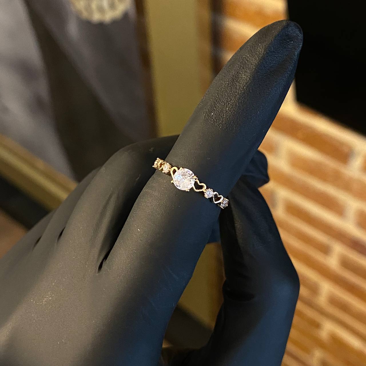 Solitario Corazones 1.2gr T5 1/4 Anillo Circones Blancos Oro Amarillo*