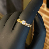 Solitario 2.85gr T6 3/4 Anillo Circones Blancos Oro Amarillo*