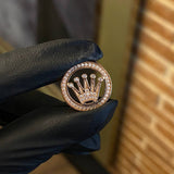 Herraje Corona RX 2.95gr / 1.8cm Tambor Circones Blancos Oro Rosa
