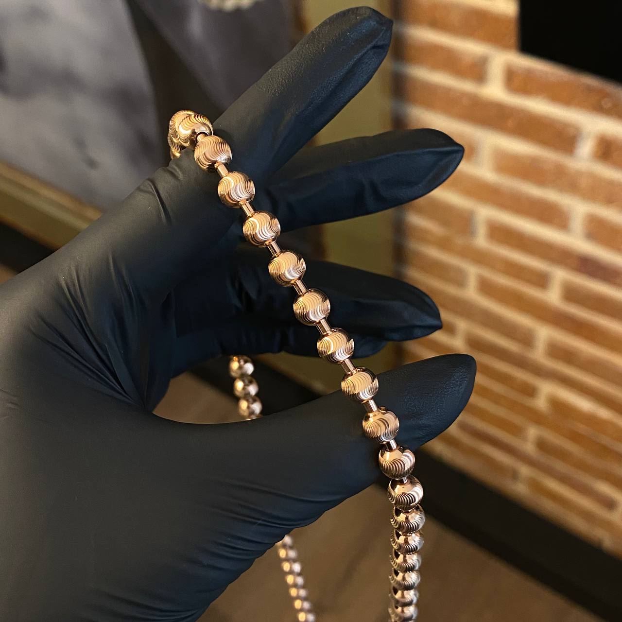 Cadena Militar 54.45gr / 65cm / 7mm Diamantada Luna Oro Rosa Nac.Esp