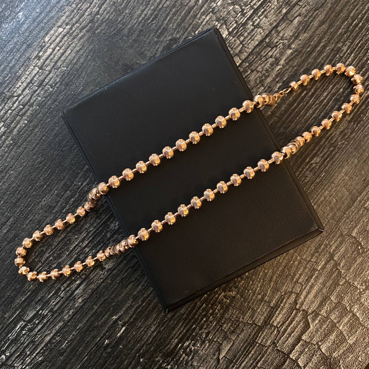 Cadena Militar 54.45gr / 65cm / 7mm Diamantada Luna Oro Rosa Nac.Esp