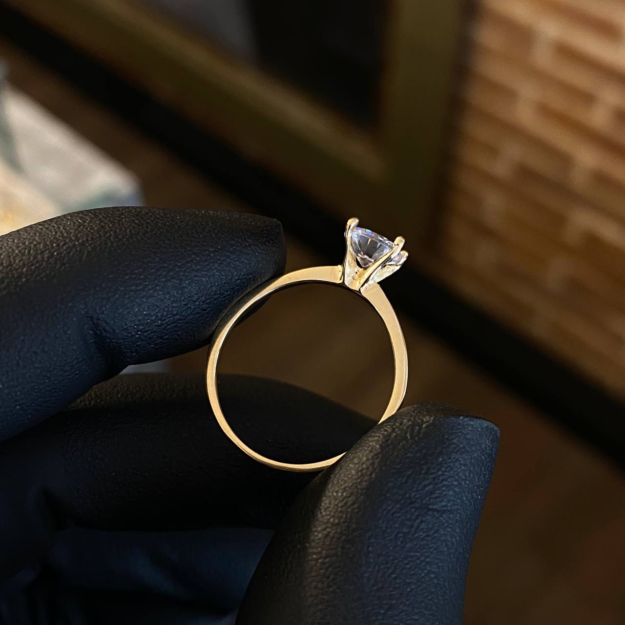Solitario 1.2gr T6 Anillo Circon Blanco Oro Amarillo