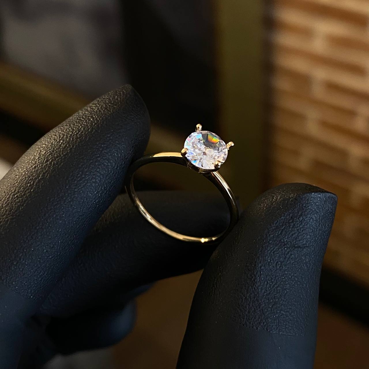 Solitario 1.2gr T6 Anillo Circon Blanco Oro Amarillo