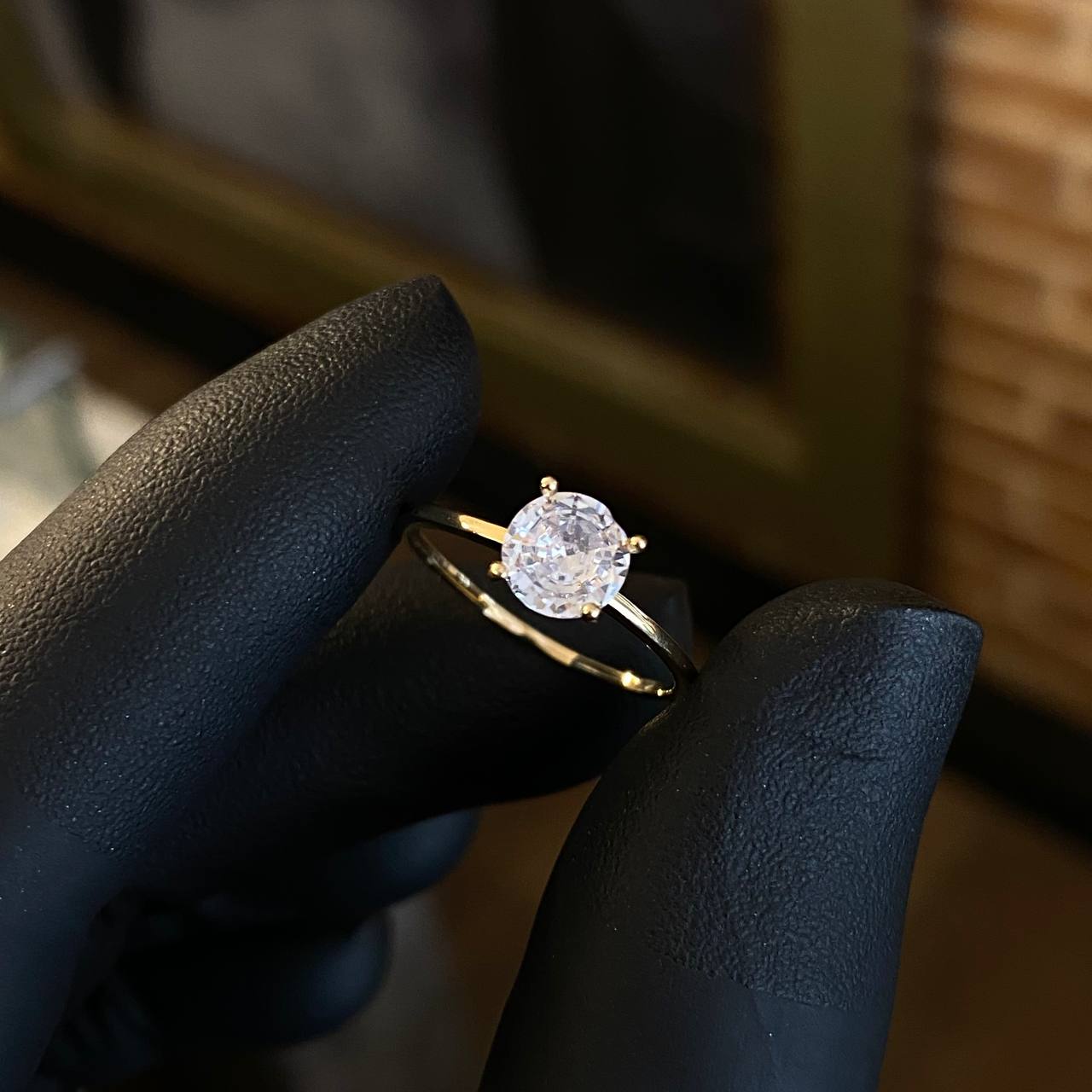 Solitario 1.2gr T6 Anillo Circon Blanco Oro Amarillo