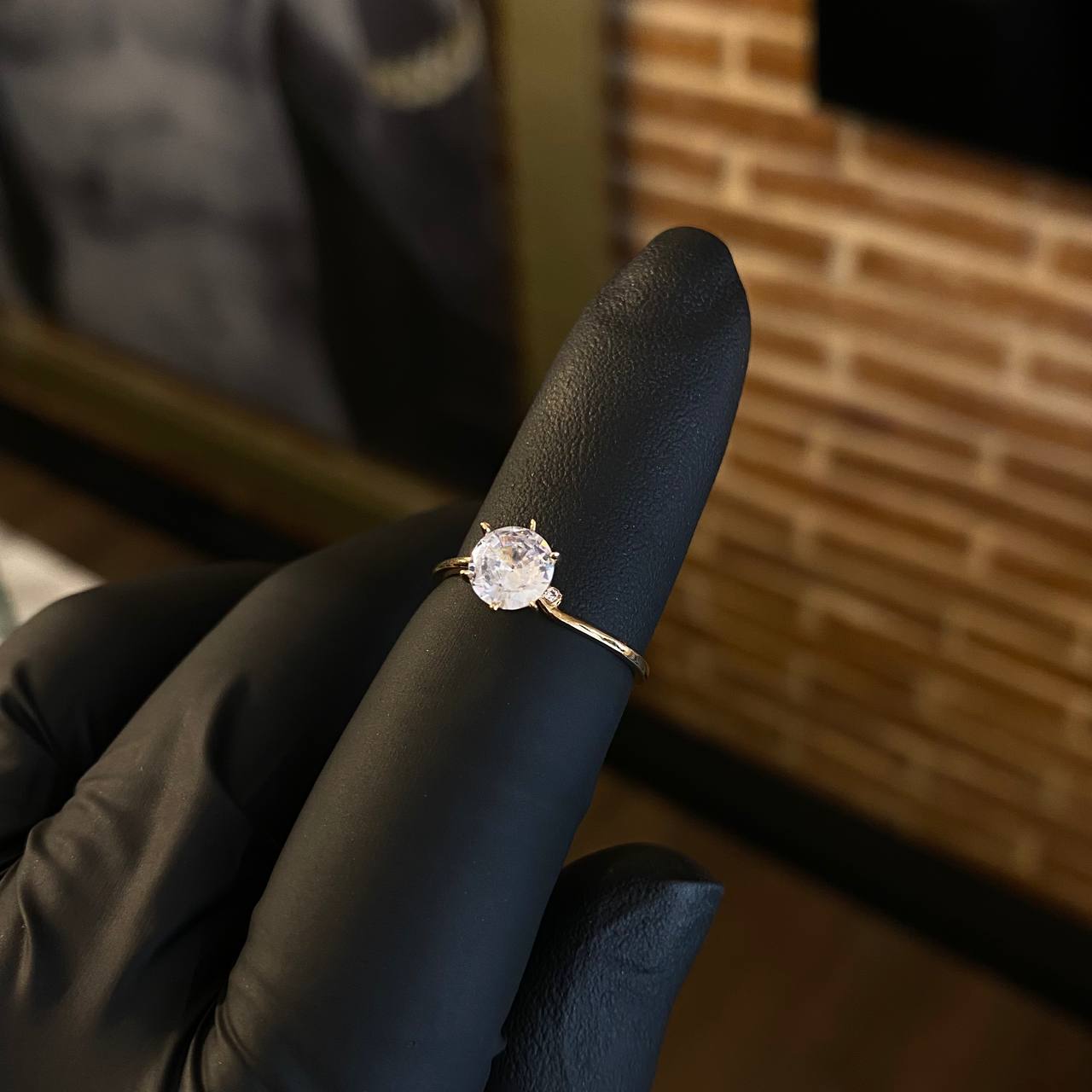 Solitario 1.3gr T6 1/4 Anillo Circon Blanco Oro Amarillo