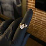 Solitario Corazones 2.25gr / T6 3/4 Anillo Circones Blancos Oro Rosa