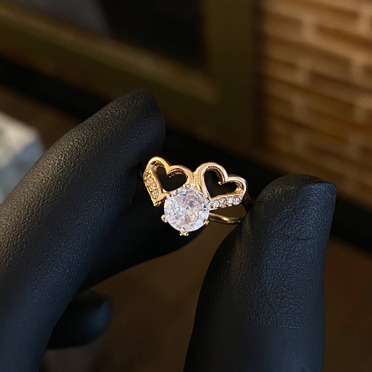 Solitario Corazones 2.25gr / T6 3/4 Anillo Circones Blancos Oro Rosa