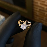 Solitario Corazones 2.25gr / T6 3/4 Anillo Circones Blancos Oro Rosa