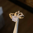 Solitario Corazones 2.25gr / T6 3/4 Anillo Circones Blancos Oro Rosa
