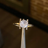 Solitario Piscis 1.45gr / T6 1/2 Anillo Circones Blancos Oro Amarillo