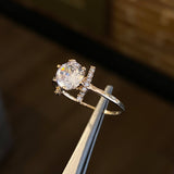 Solitario Piscis 1.45gr / T6 1/2 Anillo Circones Blancos Oro Amarillo