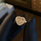 Anillo Corazon 3gr / T7 1/4 Diamantado Circones Blancos Oro Amarillo*