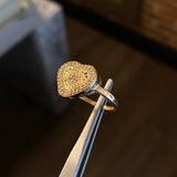 Anillo Corazon 3gr / T7 1/4 Diamantado Circones Blancos Oro Amarillo*